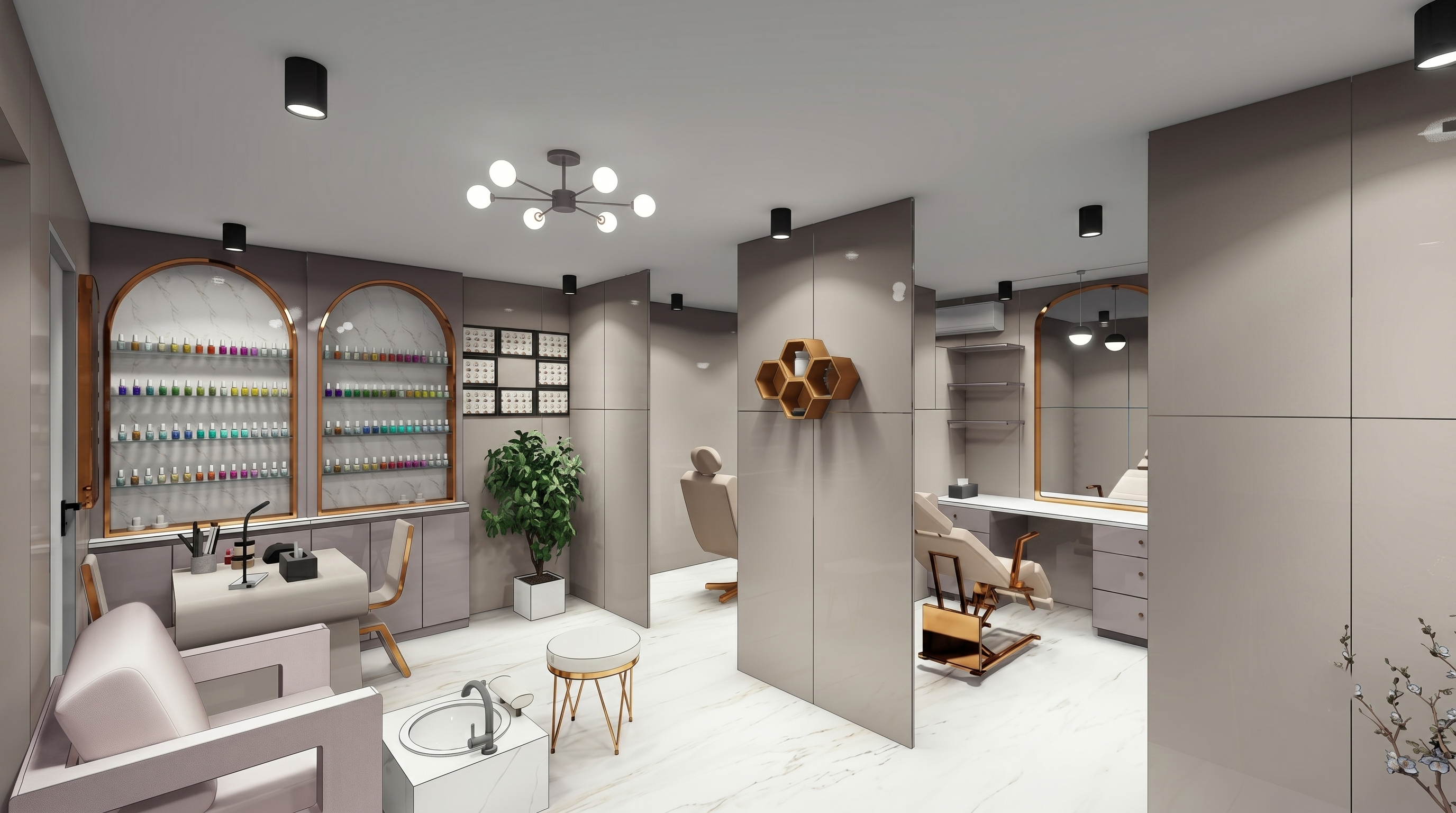 Luxury salon interior at Fiora Unisex Salon